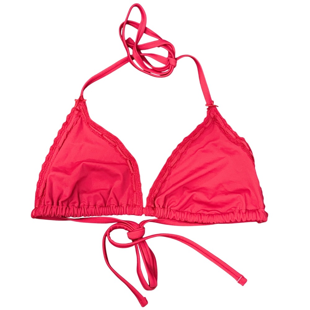 Frankies Bikinis x VS PINK Red Lace Trim Triangle Bikini Top XXL NWT ST 11258452